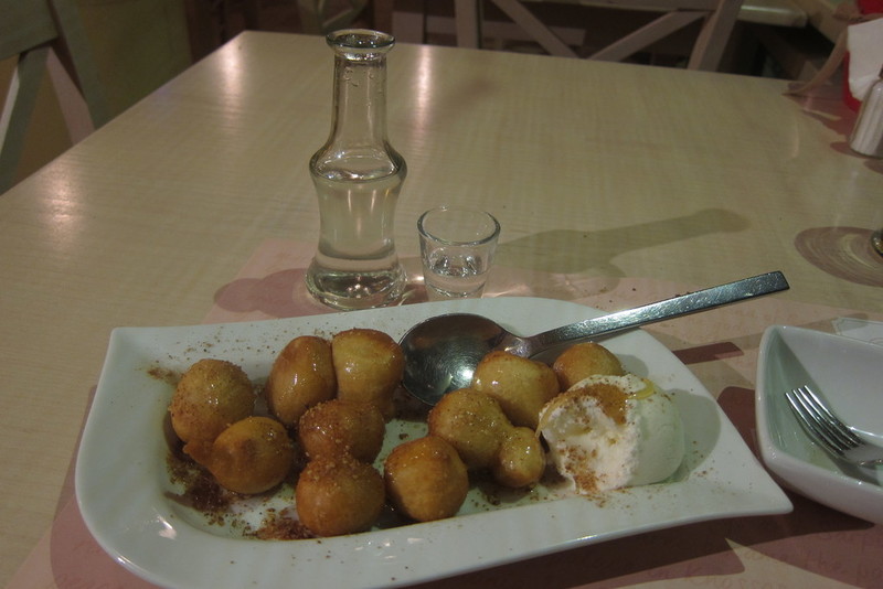 Free dessert and Raki at restaurant Piato