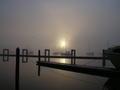 Sunrise in fog, Opua Marina