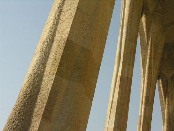 The supports on the outside of the temple
