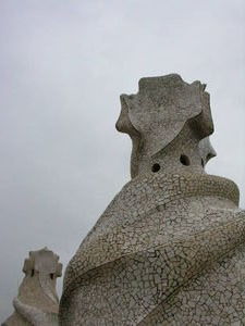 Some sculptures on top of the Gaudi apartment