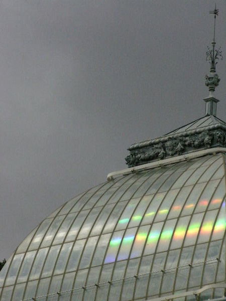A glass palace with rainbow effects