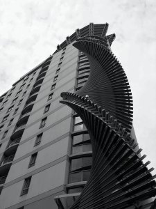 spiral tower (b&w)