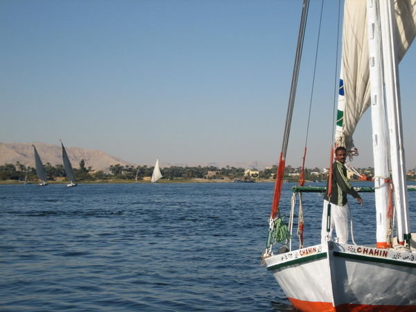 Sailing in a felucca down the Nile at lunch