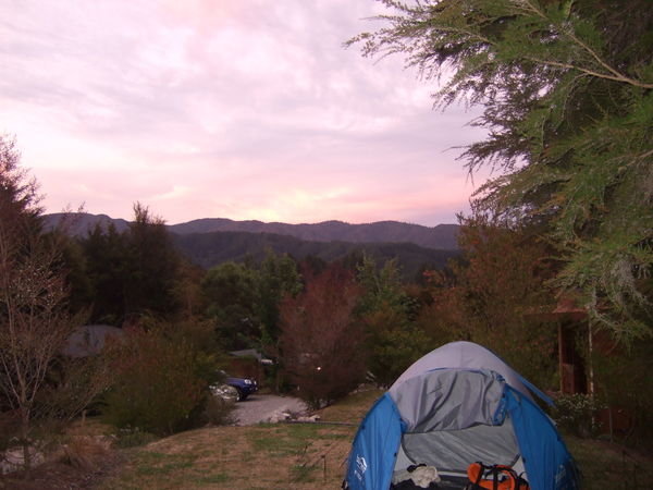 Our idyllic camping spot at sunset
