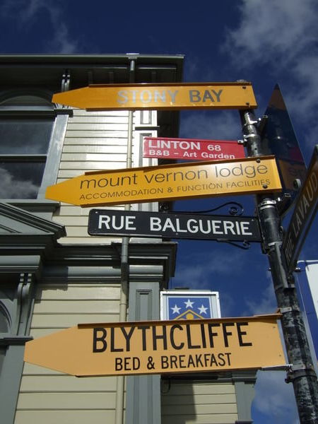 Typical old fashioned New Zealand Street signs..