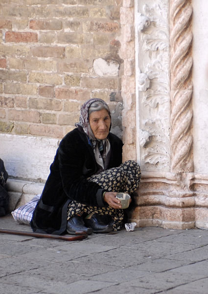 Woman begging for change