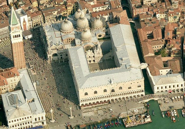Aerial of Ducale Palace, St Marks Basilca...