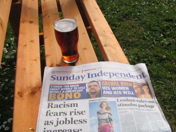 Sunday paper and a pint