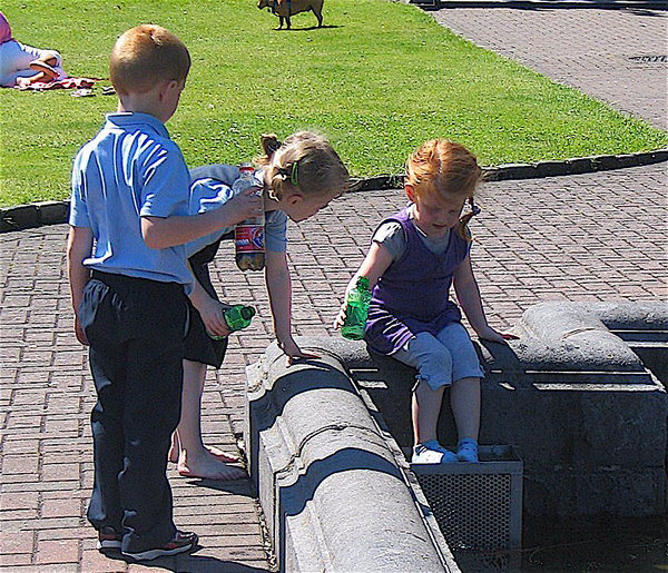 kids at play in St. Patrick's fountain