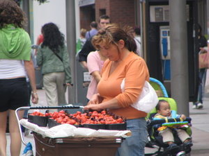 Strawberry seller in Henry St.