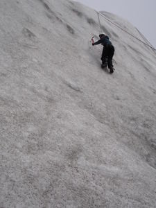 Helen climbing the ice