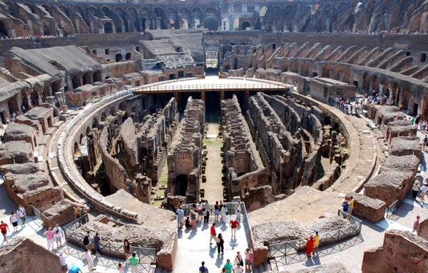 Roman Colosseum showing underground passageways