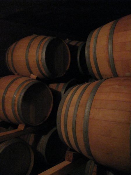 Wine barrels in the cellar
