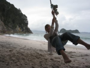 Playing on the Swing in Hahei