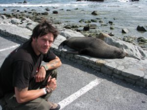 Dale making friends with the seals