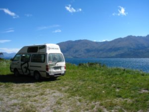 Camper by Wanaka Lake