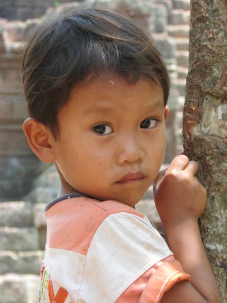 Cute Cambodian kid seller