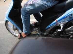 Slippers on a moto