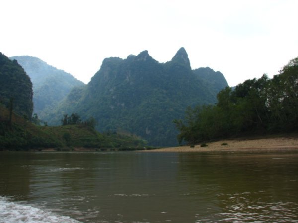 View from our boat on the Nam Ou