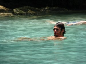Dale in the beautiful blue water