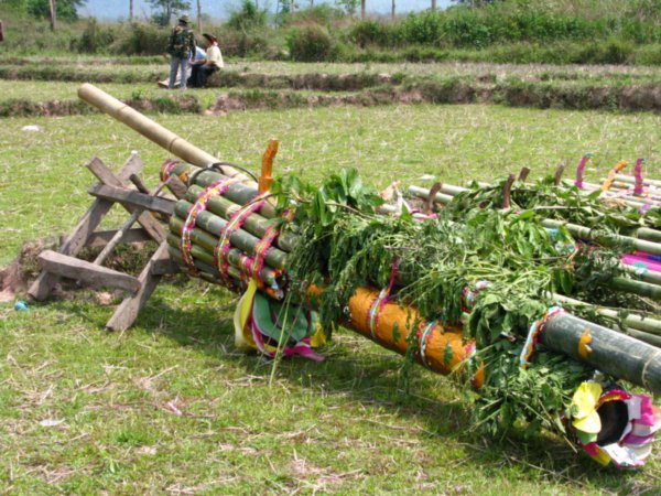 Huge rockets made from bamboo 