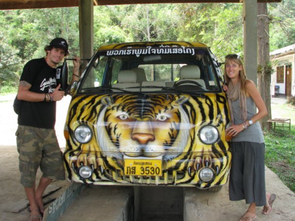 Us and the Conservation office vehicle