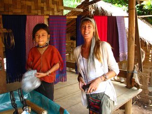 Sophie and a Kayan child