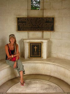 Sophie in the Allied War Cemetery Entrance