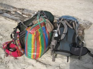 Our bags on Long Beach