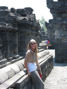 Sophie in Borobudur corridor
