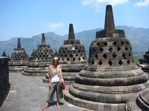 Sophie at the top of Borobudur