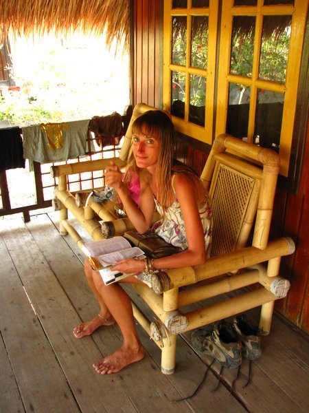 Sophie on our terrace on Gili Air