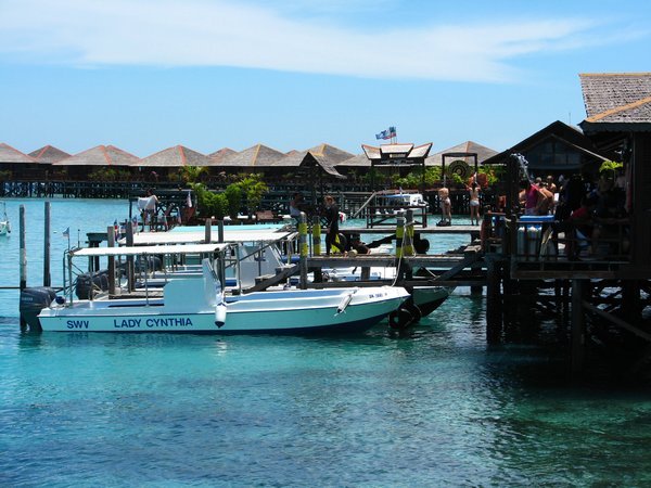 Dive boats at the piers