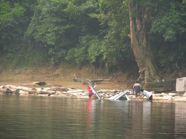 Sunken boat on the Mahakam