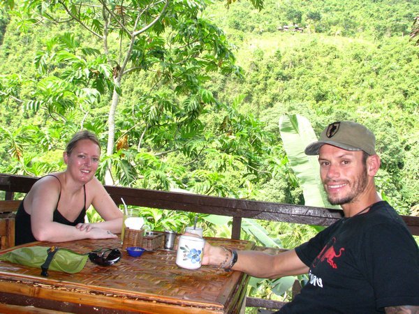 El & Dale in the restaurant at Nuts Huts