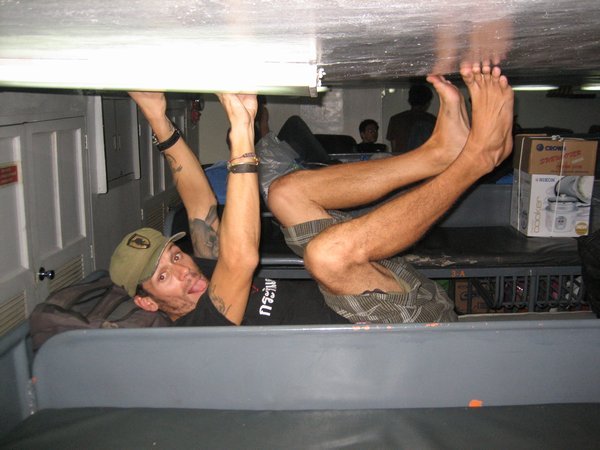 Dale on his bunk in the boat to Coron
