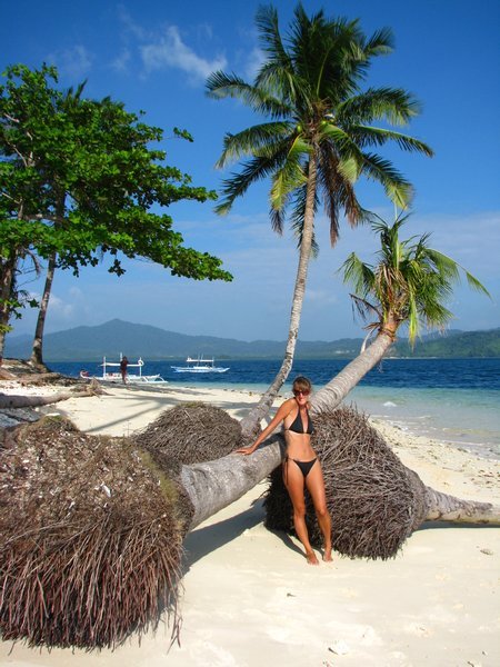 Sophie and the coconut trees on Pinagbuyutan Island