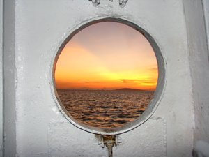 Sunset though the porthole
