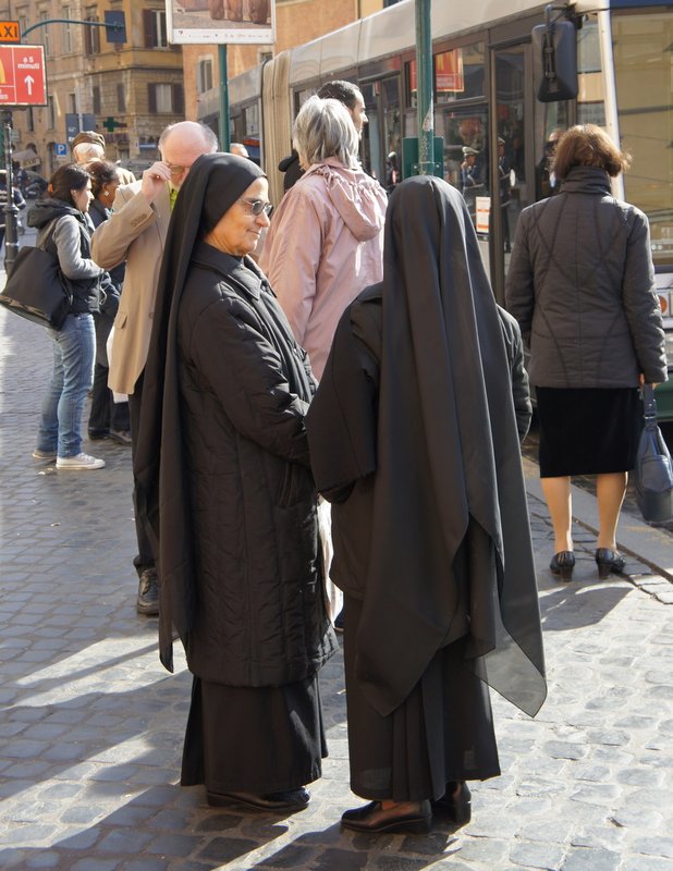Nuns waiting for bus