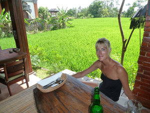 Drinks by a paddy field in central Ubud
