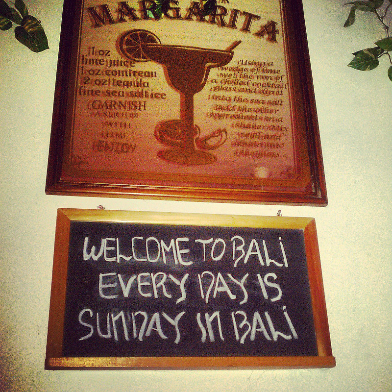 Restaurant sign in Kuta