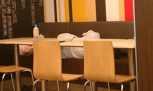 Sleeping people in Mcdonalds