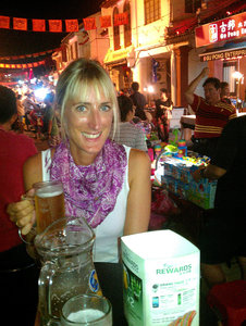 Enjoying a beer at the night market