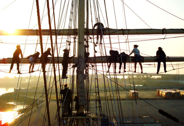 Students in the mast