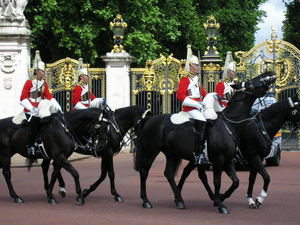 Guards around Buckingham Palace