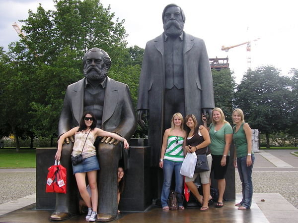 with some statue in Alexanderplatz