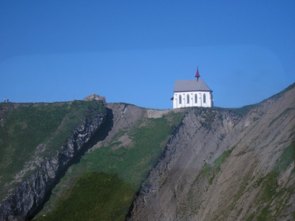 The church about 3/4 up the mountain