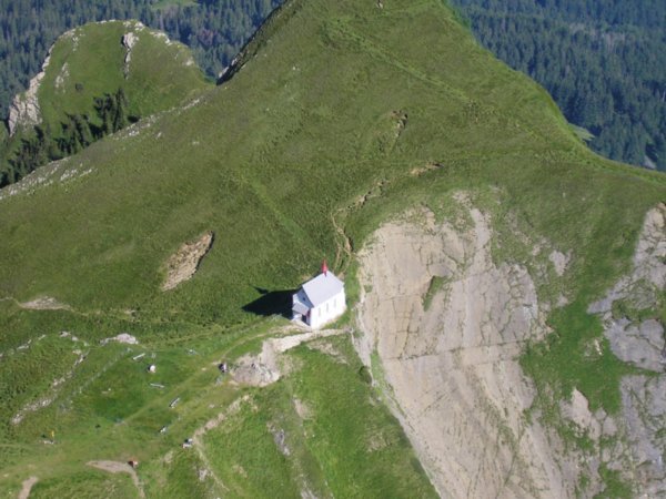 Klimsenhorn Kapelle from the top of the mountain
