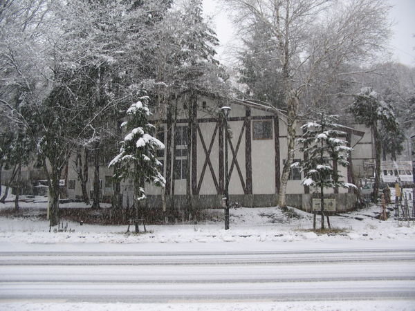 our hostel in the snow