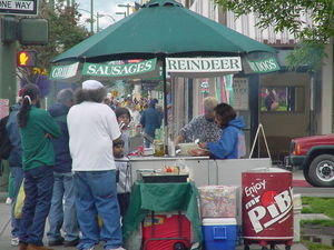 Reindeer sausage stand in Anchorage